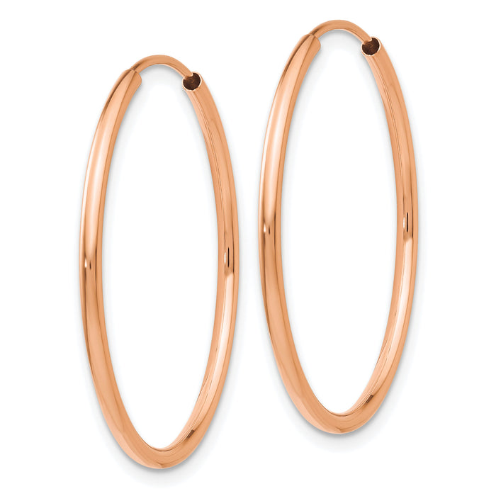 14k Rose Gold 1.50mm Polished Endless Tube Hoop Earrings-TF785