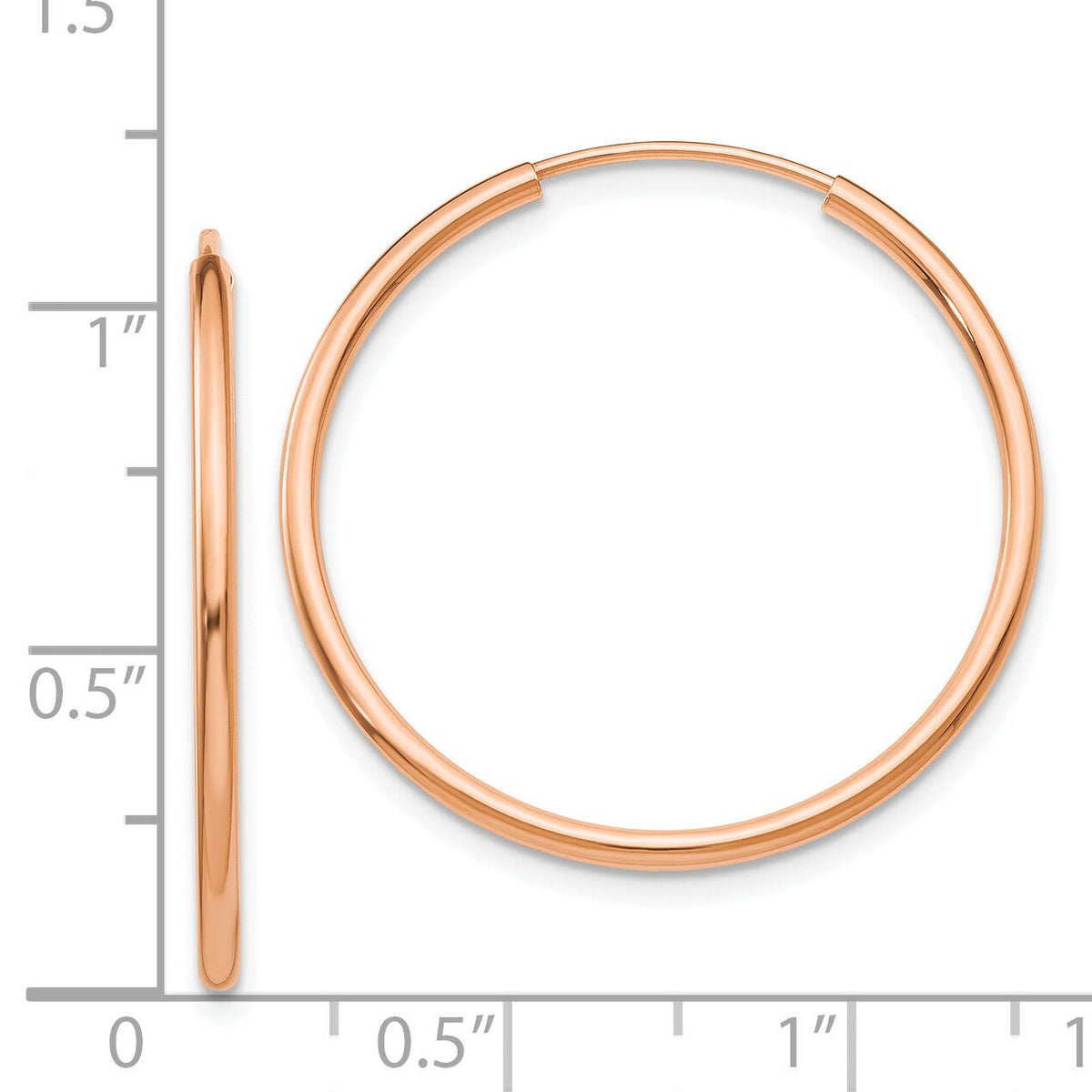 14k Rose Gold 1.50mm Polished Endless Tube Hoop Earrings-TF785