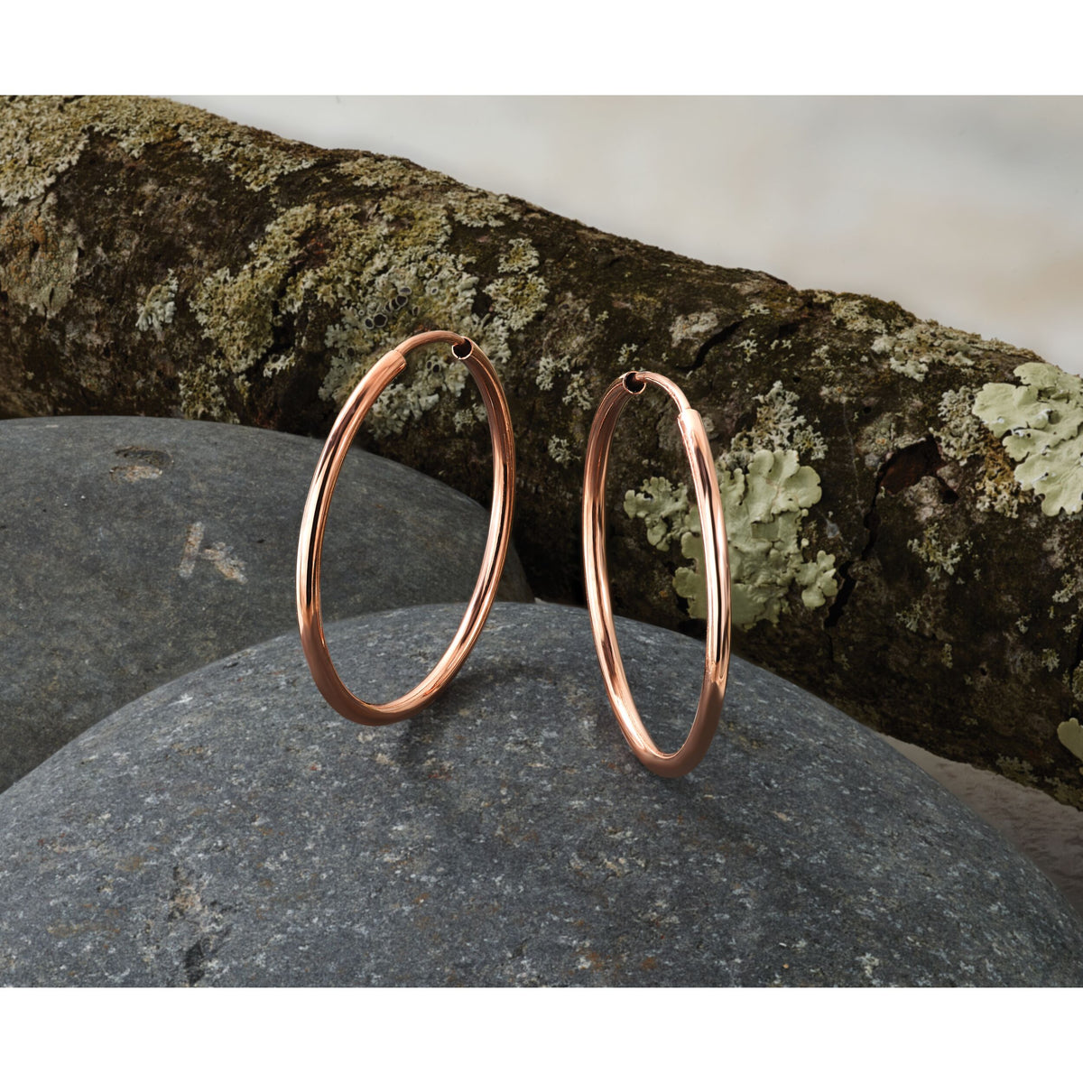 14k Rose Gold 1.50mm Polished Endless Tube Hoop Earrings-TF785