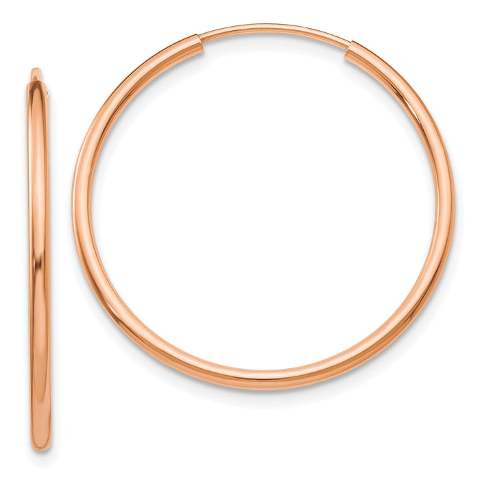 14k Rose Gold 1.50mm Polished Endless Tube Hoop Earrings-TF785