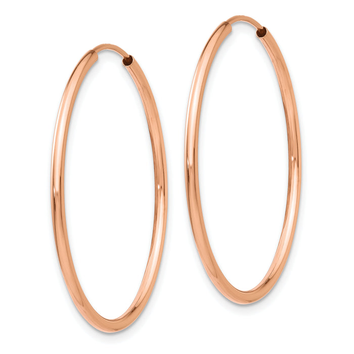 14k Rose Gold 1.50mm Polished Endless Tube Hoop Earrings-TF786
