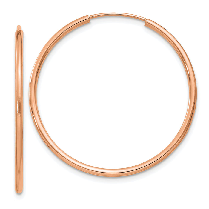 14k Rose Gold 1.50mm Polished Endless Tube Hoop Earrings-TF786