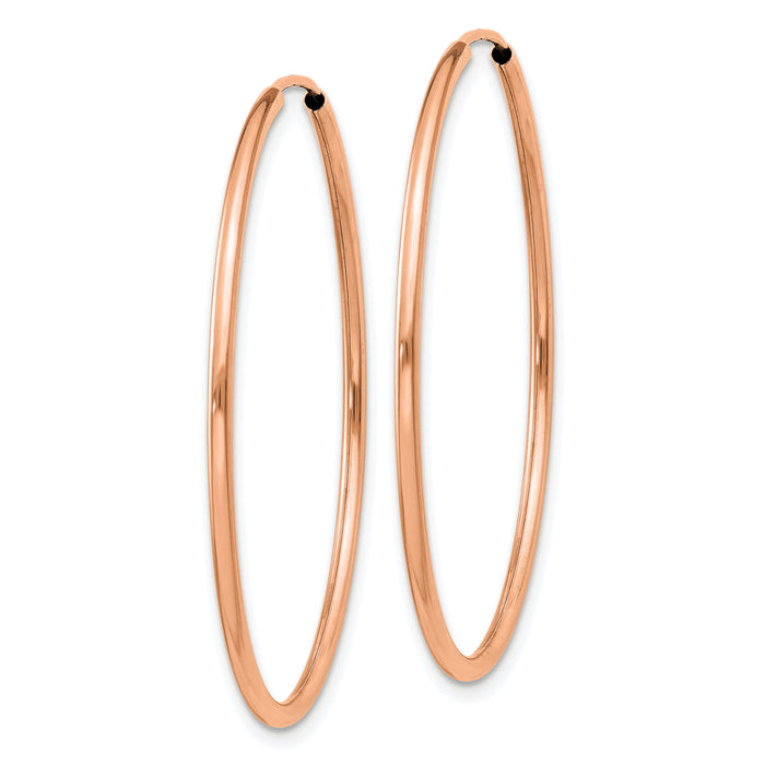 14k Rose Gold 1.50mm Polished Endless Tube Hoop Earrings-TF787