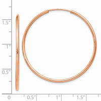 14k Rose Gold 1.50mm Polished Endless Tube Hoop Earrings-TF787