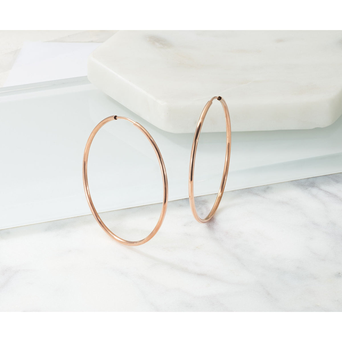 14k Rose Gold 1.50mm Polished Endless Tube Hoop Earrings-TF787