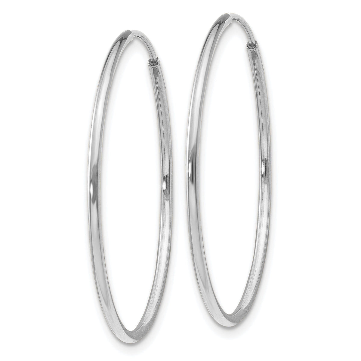 14k White Gold 1.20mm Polished Endless Tube Hoop Earrings-TF788