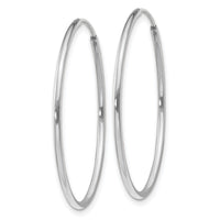 14k White Gold 1.20mm Polished Endless Tube Hoop Earrings-TF788