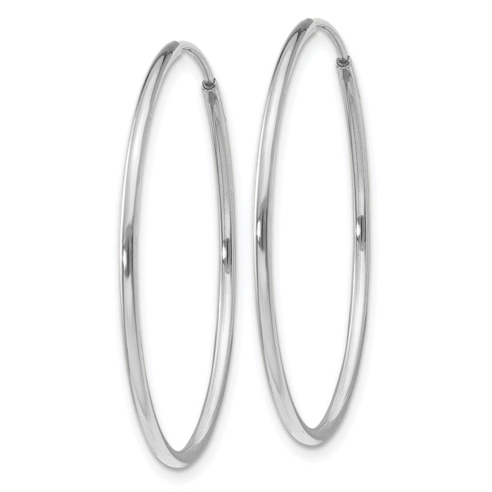 14k White Gold 1.20mm Polished Endless Tube Hoop Earrings-TF788