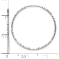 14k White Gold 1.20mm Polished Endless Tube Hoop Earrings-TF788