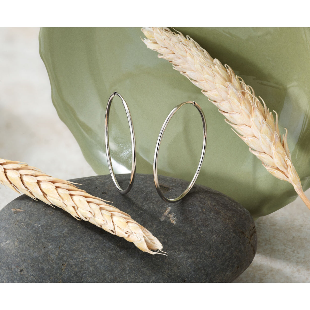 14k White Gold 1.20mm Polished Endless Tube Hoop Earrings-TF788