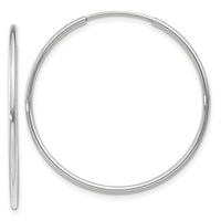 14k White Gold 1.20mm Polished Endless Tube Hoop Earrings-TF788
