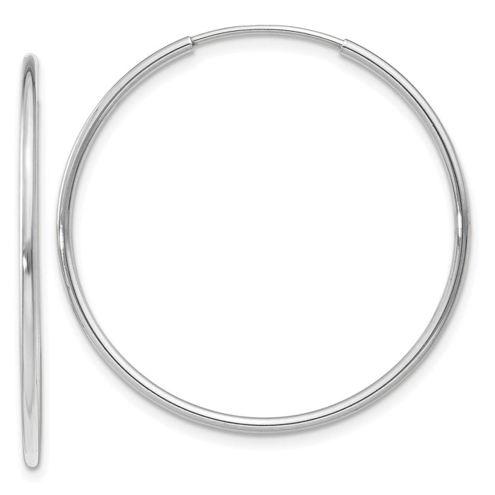 14k White Gold 1.20mm Polished Endless Tube Hoop Earrings-TF788