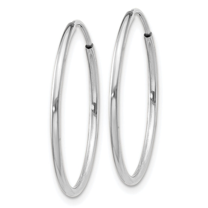 14k White Gold 1.20mm Polished Endless Tube Hoop Earrings-TF789
