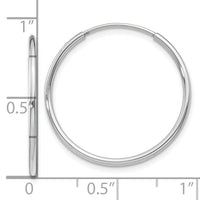 14k White Gold 1.20mm Polished Endless Tube Hoop Earrings-TF789