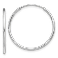 14k White Gold 1.20mm Polished Endless Tube Hoop Earrings-TF789