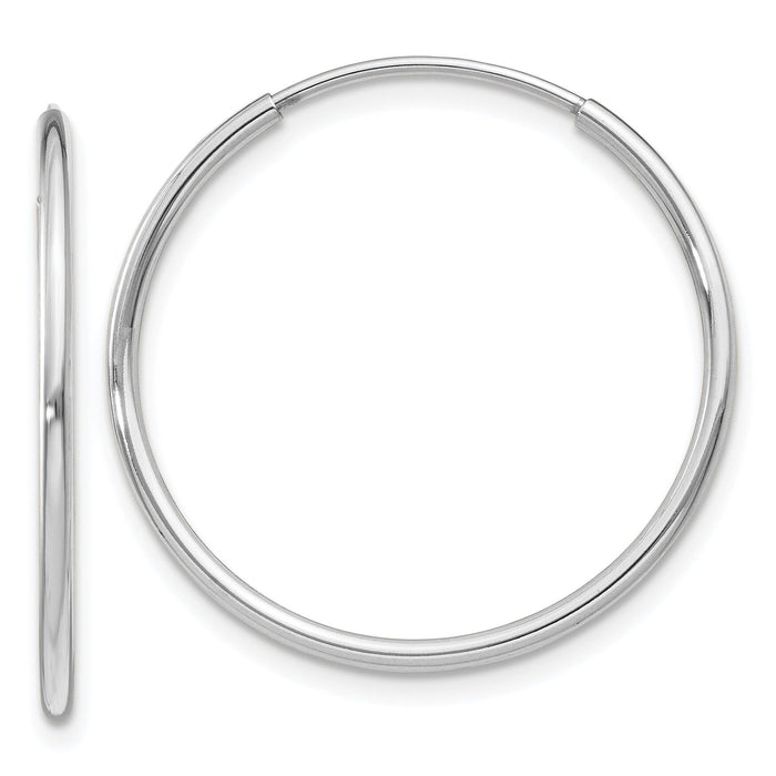14k White Gold 1.20mm Polished Endless Tube Hoop Earrings-TF789
