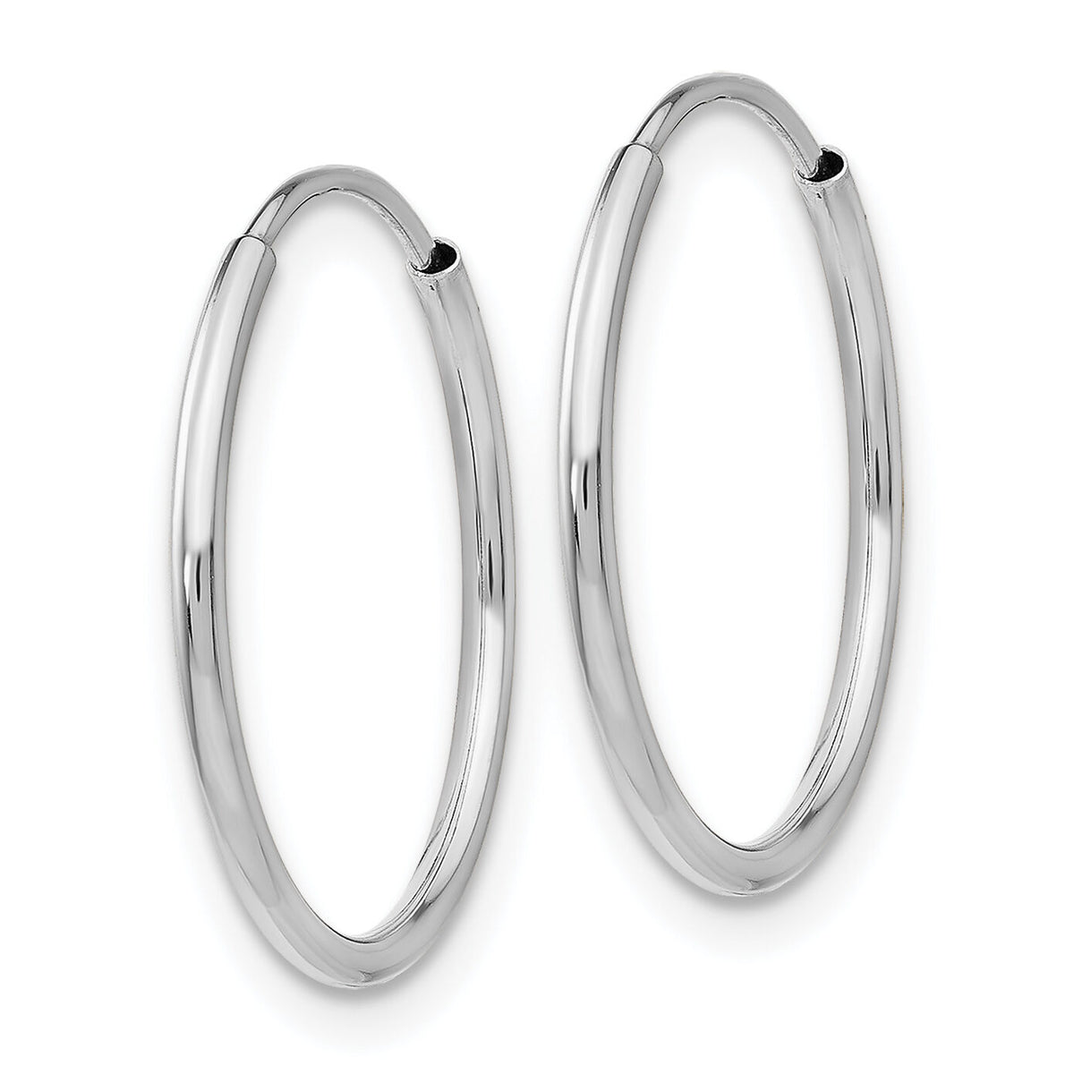 14k White Gold 1.20mm Polished Endless Tube Hoop Earrings-TF790