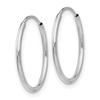 14k White Gold 1.20mm Polished Endless Tube Hoop Earrings-TF790
