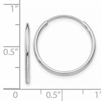 14k White Gold 1.20mm Polished Endless Tube Hoop Earrings-TF790
