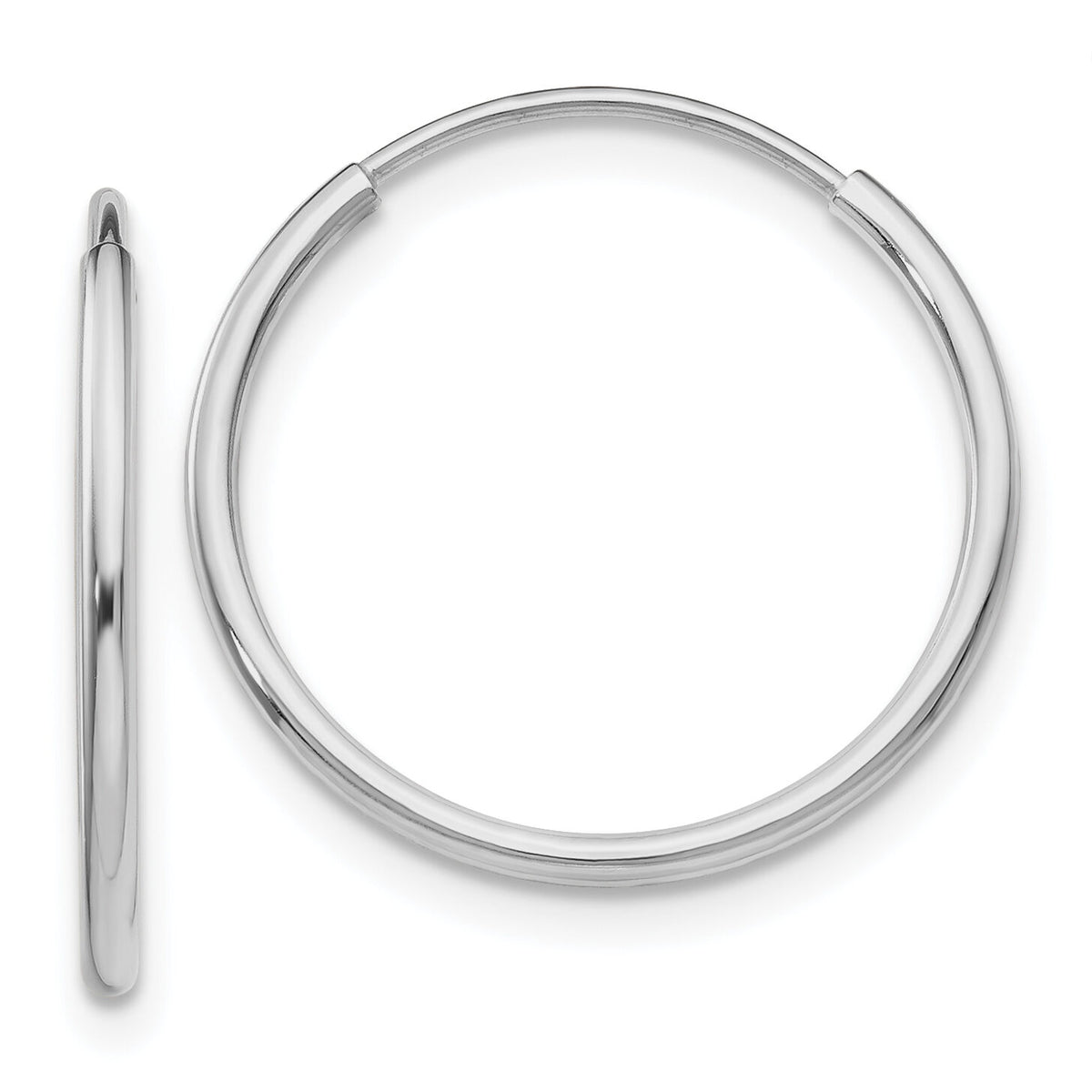 14k White Gold 1.20mm Polished Endless Tube Hoop Earrings-TF790