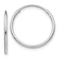 14k White Gold 1.20mm Polished Endless Tube Hoop Earrings-TF790
