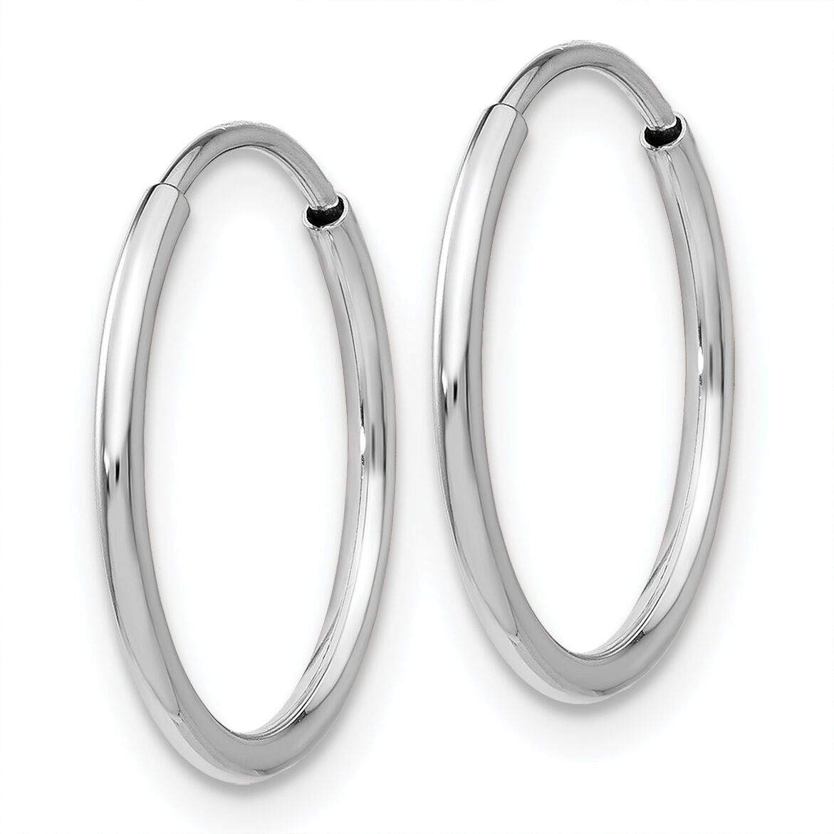 14k White Gold 1.20mm Polished Endless Tube Hoop Earrings-TF791
