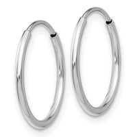14k White Gold 1.20mm Polished Endless Tube Hoop Earrings-TF791