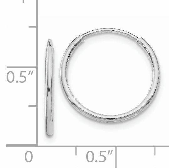 14k White Gold 1.20mm Polished Endless Tube Hoop Earrings-TF791