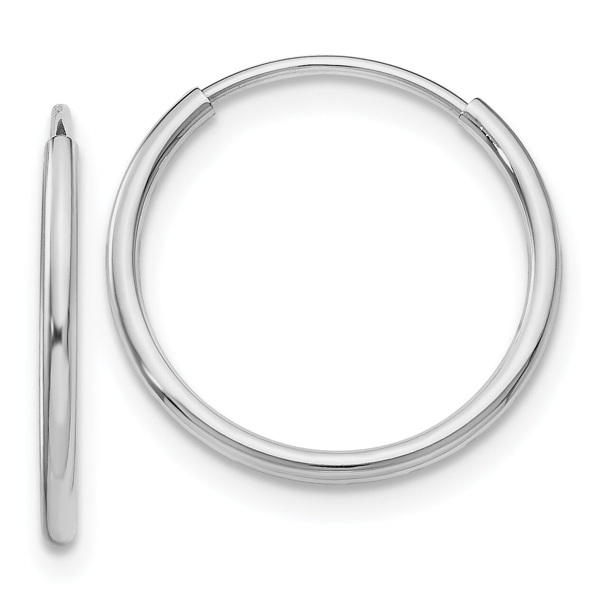 14k White Gold 1.20mm Polished Endless Tube Hoop Earrings-TF791