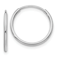 14k White Gold 1.20mm Polished Endless Tube Hoop Earrings-TF791