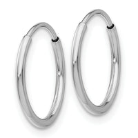 14k White Gold 1.20mm Polished Endless Tube Hoop Earrings-TF792
