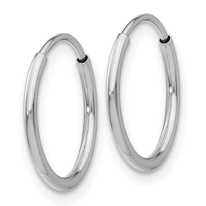 14k White Gold 1.20mm Polished Endless Tube Hoop Earrings-TF792