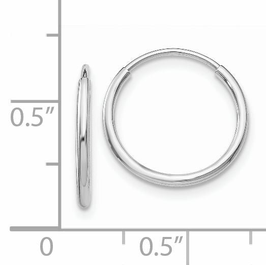 14k White Gold 1.20mm Polished Endless Tube Hoop Earrings-TF792