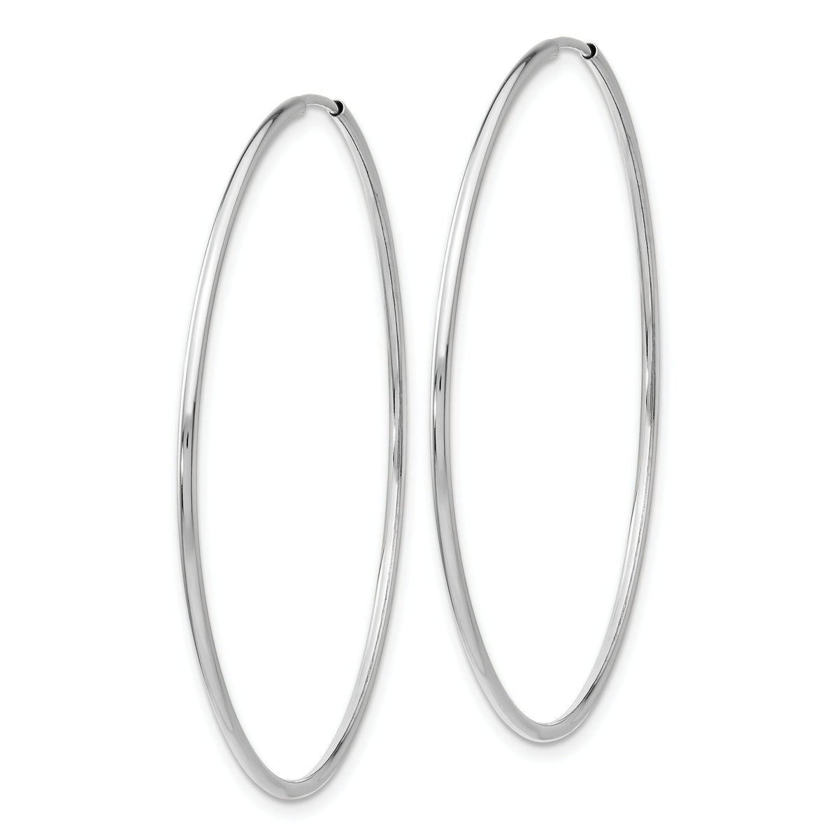 14k White Gold 1.20mm Polished Endless Tube Hoop Earrings-TF793