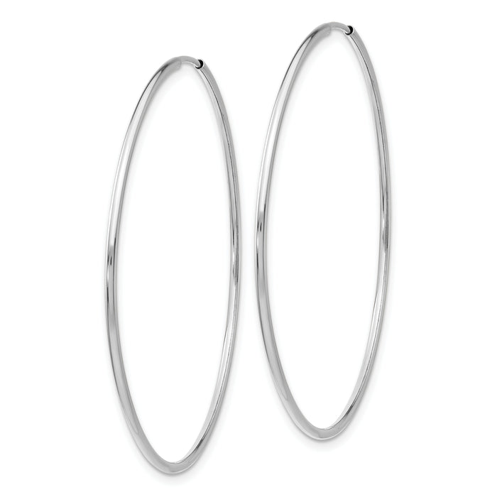 14k White Gold 1.20mm Polished Endless Tube Hoop Earrings-TF793