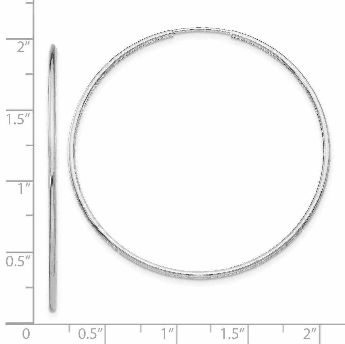 14k White Gold 1.20mm Polished Endless Tube Hoop Earrings-TF793