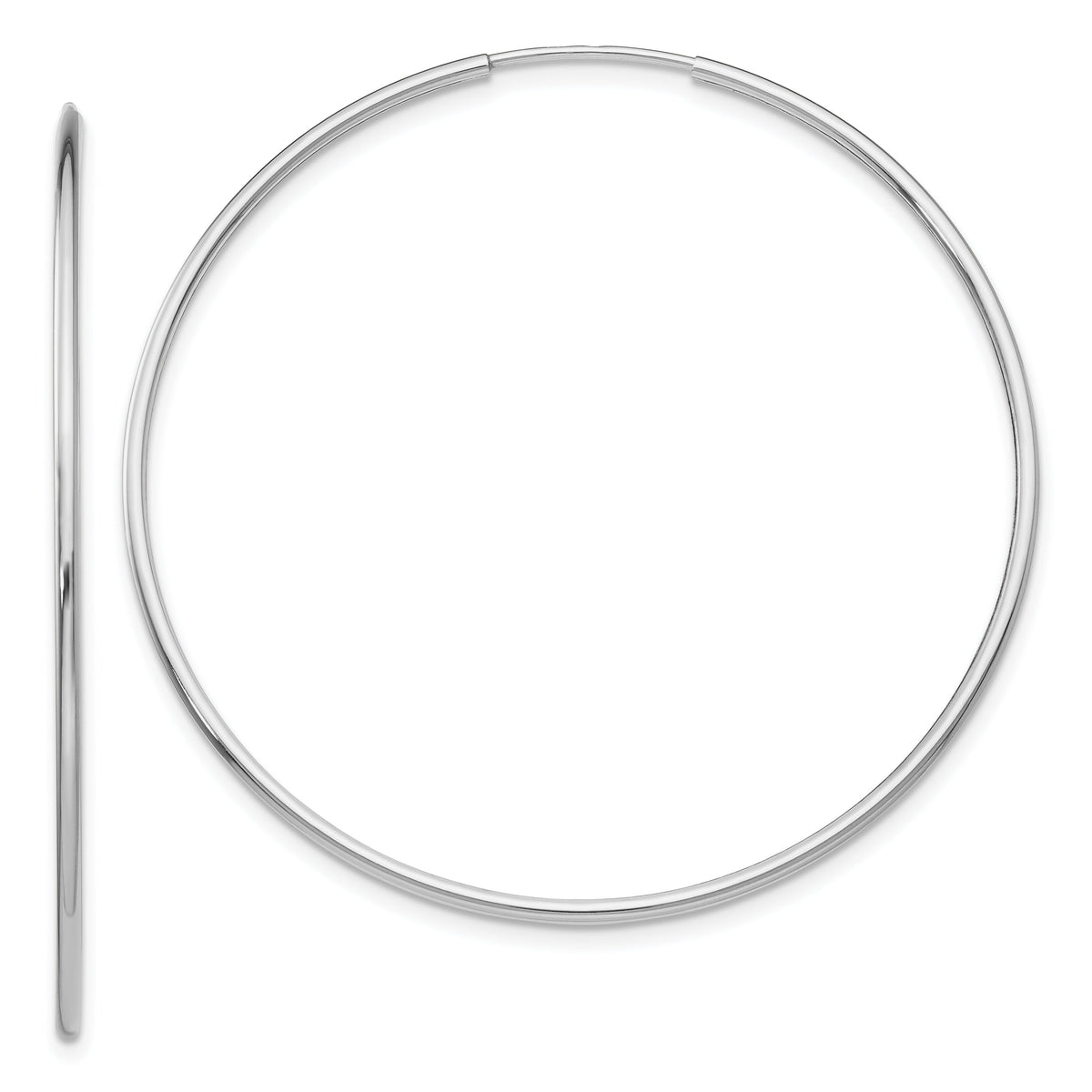 14k White Gold 1.20mm Polished Endless Tube Hoop Earrings-TF793