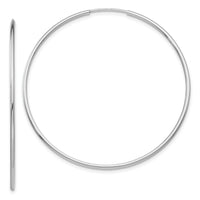 14k White Gold 1.20mm Polished Endless Tube Hoop Earrings-TF793
