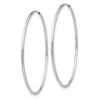 14k White Gold 1.20mm Polished Endless Tube Hoop Earrings-TF794