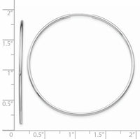 14k White Gold 1.20mm Polished Endless Tube Hoop Earrings-TF794