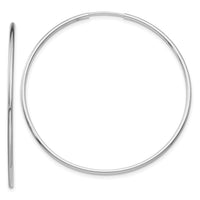 14k White Gold 1.20mm Polished Endless Tube Hoop Earrings-TF794