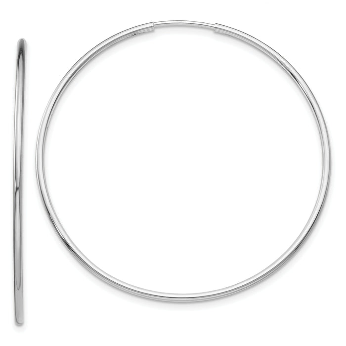 14k White Gold 1.20mm Polished Endless Tube Hoop Earrings-TF794
