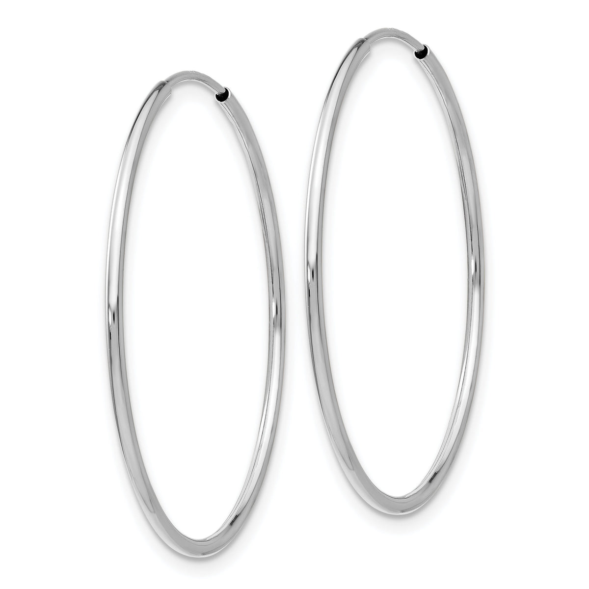 14k White Gold 1.20mm Polished Endless Tube Hoop Earrings-TF795