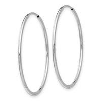 14k White Gold 1.20mm Polished Endless Tube Hoop Earrings-TF795