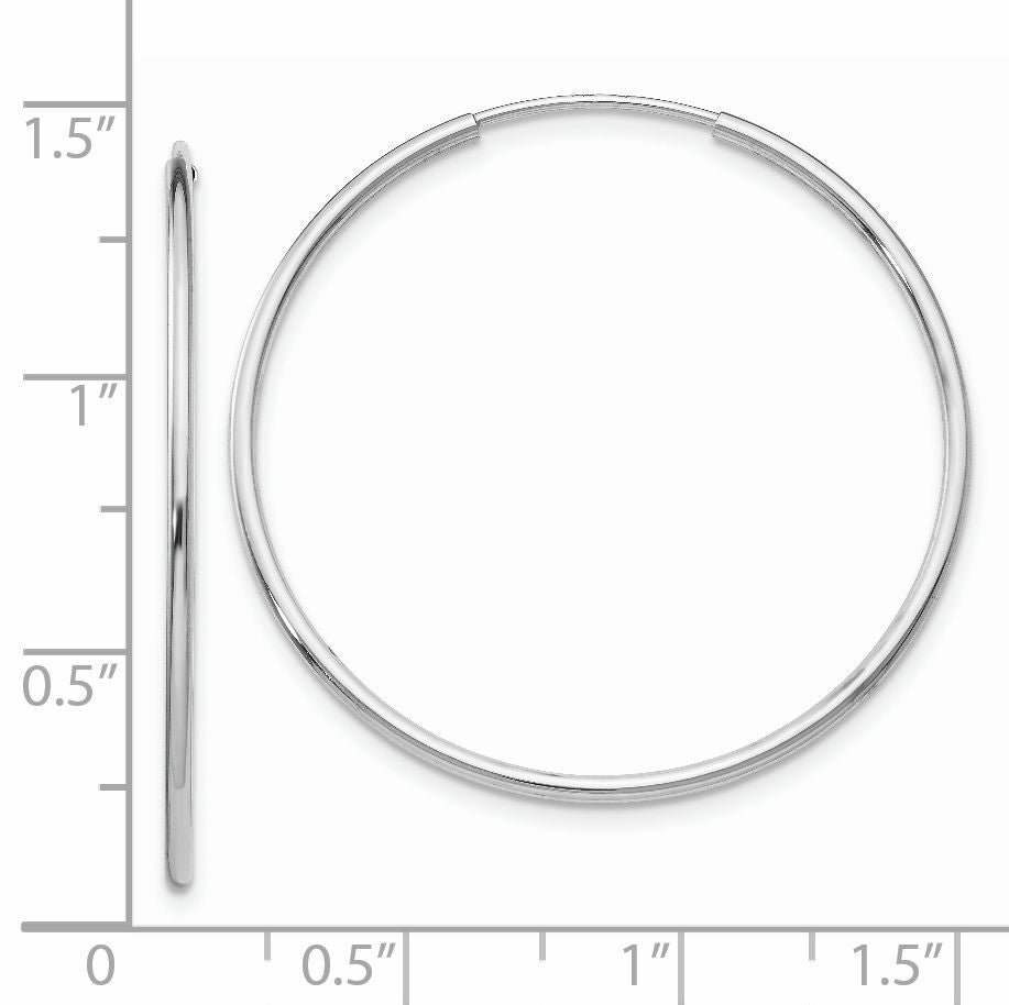 14k White Gold 1.20mm Polished Endless Tube Hoop Earrings-TF795