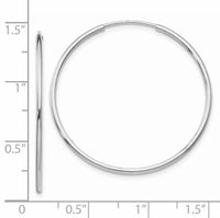 14k White Gold 1.20mm Polished Endless Tube Hoop Earrings-TF795