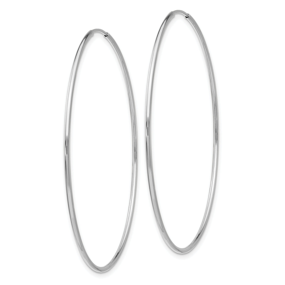 14k White Gold 1.20mm Polished Endless Tube Hoop Earrings-TF796