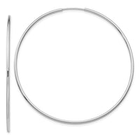14k White Gold 1.20mm Polished Endless Tube Hoop Earrings-TF796