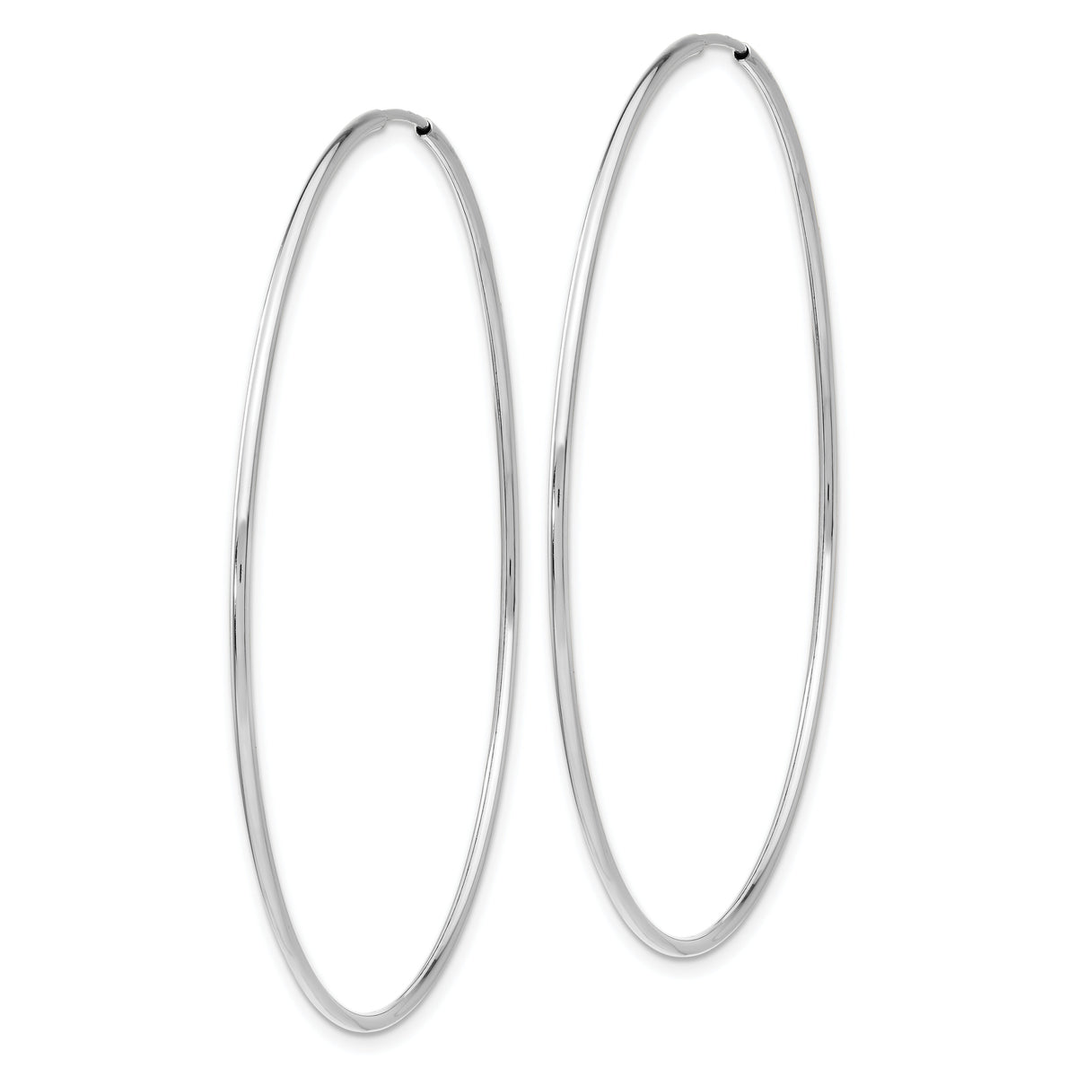 14k White Gold 1.20mm Polished Endless Tube Hoop Earrings-TF797