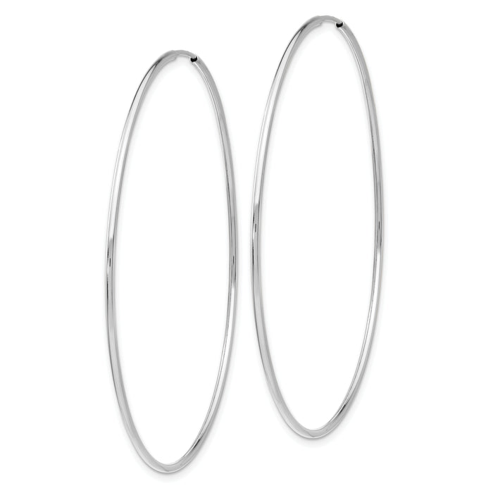 14k White Gold 1.20mm Polished Endless Tube Hoop Earrings-TF797